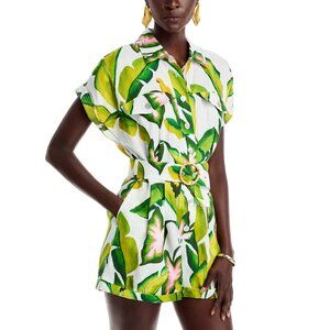 FARM RIO Summer Foliage Print Romper, Off-White/Green, NWT 🇧🇷